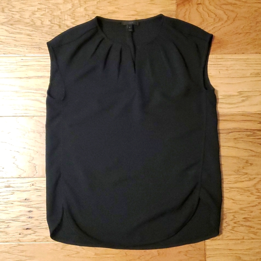 J. Crew Black Shell Top Cap Sleeve Size 2 Small Sleeveless